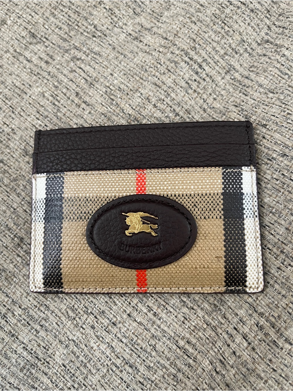 Burberry Men’s Vintage Check Card Holder in Beige and Black - Picture 2 of 4